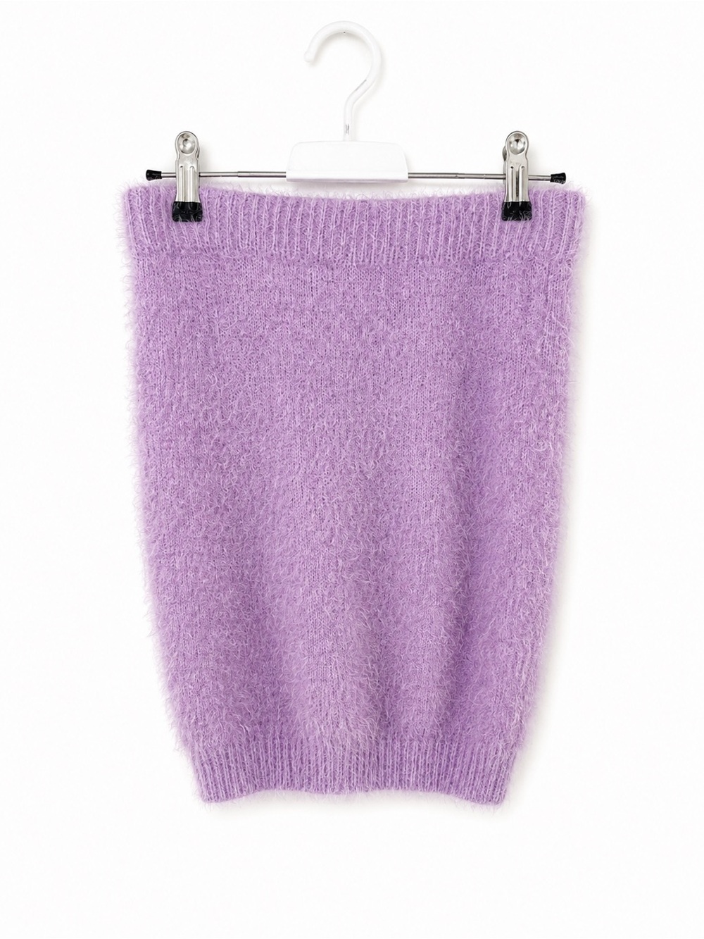 Lavender Fuzzy Knit Pencil Skirt - Women's